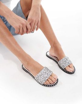 SEQWL SEQWL Tarrogan flat sandals with embellished strap in silver