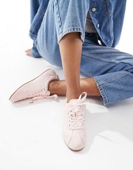 SEQWL SEQWL Toffee ribbon detail lace-up sneakers in baby pink