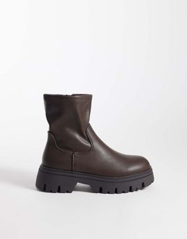SEQWL SEQWL Twirl chunky sock boots in brown-White
