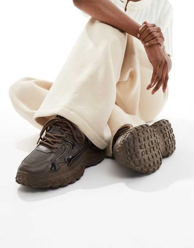 SEQWL SEQWL Wolf chunky sneakers in chocolate-Brown