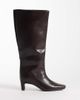 SEQWL SEQWL Woody chisel toe knee high kitten heel boots in brown-White - 1