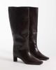 SEQWL SEQWL Woody chisel toe knee high kitten heel boots in brown-White - 3