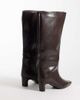 SEQWL SEQWL Woody chisel toe knee high kitten heel boots in brown-White - 4