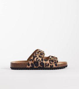 SEQWL Wide Fit SEQWL Olsen Wide Fit double buckle flat sandals in leopard-Multi
