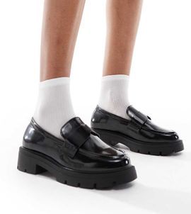 SEQWL Wide Fit SEQWL Wide Fit Alfa chunky loafers in black