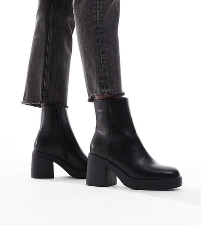 SEQWL Wide Fit SEQWL Wide Fit Audi chunky ankle boots in black