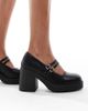 SEQWL Wide Fit SEQWL Wide Fit Audi strappy platform Mary Janes in black - 3