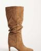 SEQWL Wide Fit SEQWL Wide Fit Benz faux suede slouchy knee high kitten heel boots in taupe-Neutral - 1