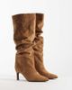 SEQWL Wide Fit SEQWL Wide Fit Benz faux suede slouchy knee high kitten heel boots in taupe-Neutral - 2