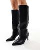 SEQWL Wide Fit SEQWL Wide Fit Benz knee high kitten heel boots in black - 2