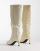 SEQWL Wide Fit SEQWL Wide Fit Benz knee high kitten heel boots in cream-White - 4