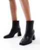 SEQWL Wide Fit SEQWL Wide Fit block heel mid ankle boots in black - 1