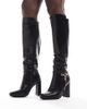 SEQWL Wide Fit SEQWL Wide Fit Boost buckle detailing knee boots in black - 1