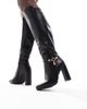 SEQWL Wide Fit SEQWL Wide Fit Boost buckle detailing knee boots in black - 4