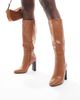 SEQWL Wide Fit SEQWL Wide Fit Boost stack heel knee boots in camel-Neutral - 3