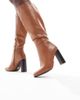 SEQWL Wide Fit SEQWL Wide Fit Boost stack heel knee boots in camel-Neutral - 4