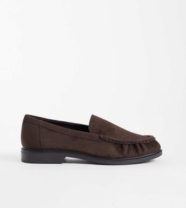 SEQWL Wide Fit SEQWL Wide Fit Cadillac faux suede penny loafers in chocolate brown