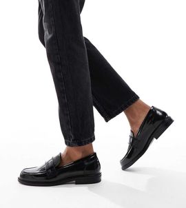 SEQWL Wide Fit SEQWL Wide Fit Cadilliac penny loafers in black
