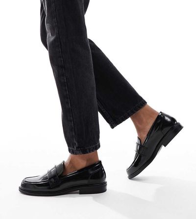 SEQWL Wide Fit SEQWL Wide Fit Cadilliac penny loafers in black