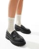 SEQWL Wide Fit SEQWL Wide Fit chunky penny loafers in black PU - 3