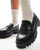 SEQWL Wide Fit SEQWL Wide Fit chunky penny loafers in black PU - 4