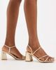 SEQWL Wide Fit SEQWL Wide Fit Dandelion strappy block heeled sandals in gold - 1