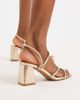 SEQWL Wide Fit SEQWL Wide Fit Dandelion strappy block heeled sandals in gold - 3