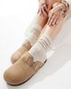 SEQWL Wide Fit SEQWL Wide Fit faux fur lined clogs in taupe-Neutral - 2