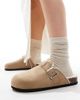 SEQWL Wide Fit SEQWL Wide Fit faux fur lined clogs in taupe-Neutral - 3