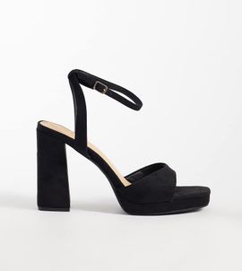 SEQWL Wide Fit SEQWL Wide Fit faux suede platform block heeled sandal in black