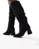 SEQWL Wide Fit SEQWL Wide Fit Fished slouchy block heel knee boots in black - 3