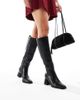 SEQWL Wide Fit SEQWL Wide Fit Fisher block heel knee boots in black - 1