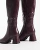 SEQWL Wide Fit SEQWL Wide Fit Fisher block heel knee boots in burgundy-Red - 3