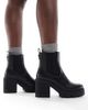 SEQWL Wide Fit SEQWL Wide Fit Fuzzy chunky chelsea boots in black - 1