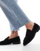 SEQWL Wide Fit SEQWL Wide Fit Hershe ruched loafers in suedette black - 1