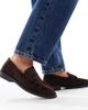 SEQWL Wide Fit SEQWL Wide Fit Hershe ruched loafers in suedette chocolate-Brown - 1