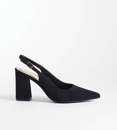 SEQWL Wide Fit SEQWL Wide Fit Hogan sling back block heeled sandals in black