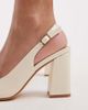 SEQWL Wide Fit SEQWL Wide Fit Hogan sling back block heeled shoes in cream-White - 2
