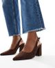 SEQWL Wide Fit SEQWL Wide Fit Hogan slingback block heel shoes in suedette brown - 1