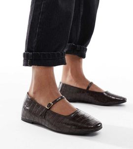 SEQWL Wide Fit SEQWL Wide Fit Iris ballet flats in croc brown