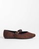 SEQWL Wide Fit SEQWL Wide Fit Iris faux suede high vamp ballet flats in chocolate brown - 1