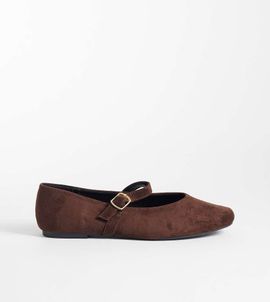 SEQWL Wide Fit SEQWL Wide Fit Iris faux suede high vamp ballet flats in chocolate brown