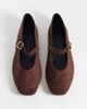 SEQWL Wide Fit SEQWL Wide Fit Iris faux suede high vamp ballet flats in chocolate brown - 2