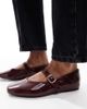 SEQWL Wide Fit SEQWL Wide Fit Iris high vamp ballet flats in burgundy-Red - 1