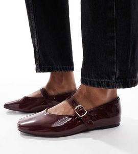 SEQWL Wide Fit SEQWL Wide Fit Iris high vamp ballet flats in burgundy-Red