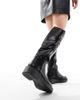 SEQWL Wide Fit SEQWL Wide Fit knee high flat riding boots in black - 2