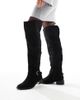 SEQWL Wide Fit SEQWL Wide Fit Latte buckle detail over-the-knee boots in black - 1