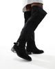 SEQWL Wide Fit SEQWL Wide Fit Latte buckle detail over-the-knee boots in black - 4