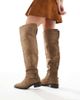 SEQWL Wide Fit SEQWL Wide Fit Latte buckle detail over-the-knee boots in chocolate-Brown - 1