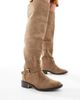 SEQWL Wide Fit SEQWL Wide Fit Latte buckle detail over-the-knee boots in chocolate-Brown - 4
